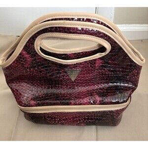 GUESS  Crocodile Embossed Insulated Lunch Bag Dual Compartment Tote Travel